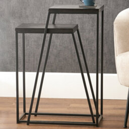 Pacific Lifestyle Nest Of 2 Black Ash And Metal Side Tables, Slim Nesting Set, Mashiko - thumbnail 3