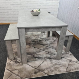 Kosy Koala Grey Kitchen Dining Table And 2 Benches Set Of 4 Space Saver Dining Room - thumbnail 5