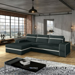 Corner Sofa Bed Finn With Storage Container Wooden Frame Sinuous Spring Wooden Legs 285X165X90Cm Graphite And White Left - thumbnail 2