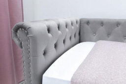 Clarendon Grey Velvet Chesterfield Style Day Bed With Trundle Single Size 3Ft - thumbnail 3