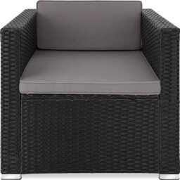 Tectake Rattan Garden Armchair Lignano In Uv-Resistant Polyrattan With Seat And Back Cushions - Black - 1