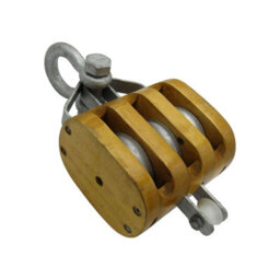 "SecureFix Direct Treble Wood Block With Shackle 0.8 Ton 4"" (13mm Wire Rope Wooden)" - thumbnail 1