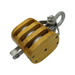 "SecureFix Direct Treble Wood Block With Shackle 0.8 Ton 4"" (13mm Wire Rope Wooden)" - thumbnail 3