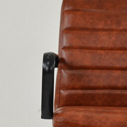 Lakeland Furniture Heath Vintage Brown Faux Leather Black Base Swivel Height Adjustable Office Chair - thumbnail 4