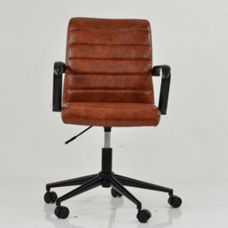 Lakeland Furniture Heath Vintage Brown Faux Leather Black Base Swivel Height Adjustable Office Chair - thumbnail 5