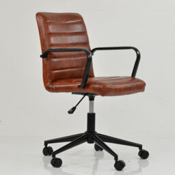 Lakeland Furniture Heath Vintage Brown Faux Leather Black Base Swivel Height Adjustable Office Chair - thumbnail 6