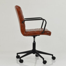 Lakeland Furniture Heath Vintage Brown Faux Leather Black Base Swivel Height Adjustable Office Chair - thumbnail 7