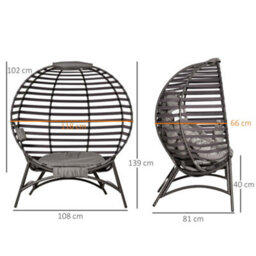 Outsunny Egg Chair W/ Cushion Steel Frame And Side Pocket, Brown - thumbnail 3