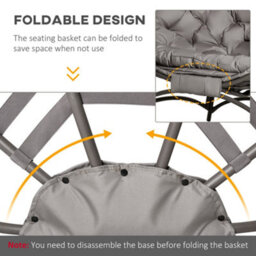 Outsunny Egg Chair W/ Cushion Steel Frame And Side Pocket, Brown - thumbnail 6