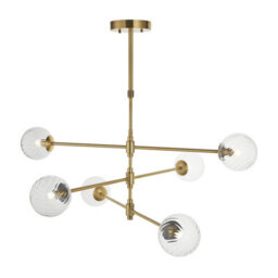Luminosa Lighting Luminosa Rome Multi Arm Pendant Ceiling Light Brushed Aged Brass Plate & Clear Glass 6 X 3.2W Led G9 Daylight White - thumbnail 1