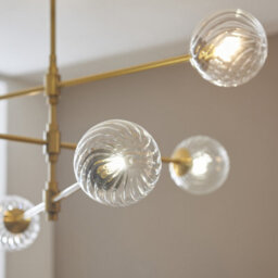 Luminosa Lighting Luminosa Rome Multi Arm Pendant Ceiling Light Brushed Aged Brass Plate & Clear Glass 6 X 3.2W Led G9 Daylight White - thumbnail 5