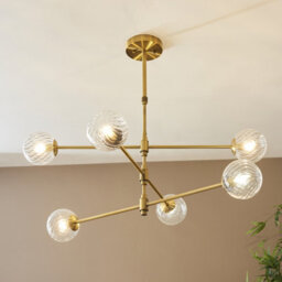 Luminosa Lighting Luminosa Rome Multi Arm Pendant Ceiling Light Brushed Aged Brass Plate & Clear Glass 6 X 3.2W Led G9 Daylight White - thumbnail 3