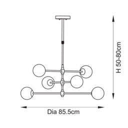 Luminosa Lighting Luminosa Rome Multi Arm Pendant Ceiling Light Brushed Aged Brass Plate & Clear Glass 6 X 3.2W Led G9 Daylight White - thumbnail 7
