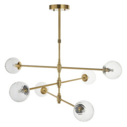 Luminosa Lighting Luminosa Rome Multi Arm Pendant Ceiling Light Brushed Aged Brass Plate & Clear Glass 6 X 3.2W Led G9 Daylight White - thumbnail 6