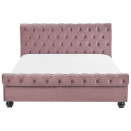 Beliani Bed Velvet Avallon 160 X 200 Cm (Eu King Size) Pink - thumbnail 4