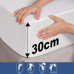 Ameha Waterproof Terry Mattress Protector Non-Noisy, Absorbent & Hypoallergenic Elasticated Cover 30Cm Deep King 150X200Cm - thumbnail 3