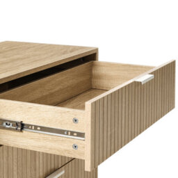 Wyld And Coco Modern Six-Drawer Chest In Light Brown Melamine With Iron Legs - W140 X D40 X H68Cm - thumbnail 7