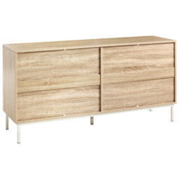 Wyld And Coco Modern Six-Drawer Chest In Light Brown Melamine With Iron Legs - W140 X D40 X H68Cm - thumbnail 6