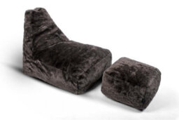Littens Charcoal Grey Plush Faux Fur Large Lounger Bean Bag Gaming Seat 90Cm X 75Cm - thumbnail 6