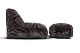 Littens Charcoal Grey Plush Faux Fur Large Lounger Bean Bag Gaming Seat 90Cm X 75Cm - thumbnail 5