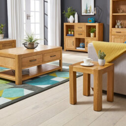 The Furniture Market Soho Oak Lamp Side Table Modern Curved Design, Round Edges, Premium North American Oak, Compact Size, Living Room Or Bedroom - thumbnail 4