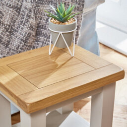 The Furniture Market Cotswold Grey Painted Lamp Table With Natural Oak Top, Sturdy Construction, No Assembly Required, Perfect For Living Room Bedroom - thumbnail 5