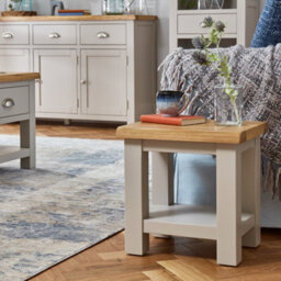 The Furniture Market Cotswold Grey Painted Lamp Table With Natural Oak Top, Sturdy Construction, No Assembly Required, Perfect For Living Room Bedroom - thumbnail 4