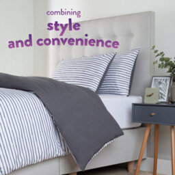 Slumberdown Coverless Duvet King 10.5 Tog 2N1 Design Matching Pillow Case Reversible All Year Round Stripe Cover Washable - thumbnail 2