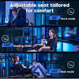 Gtplayer Gaming Chair, Ergonomic Computer Chair With Footrest, Height Adjustable Gaming Chair 360 Swivel Office, Grey - thumbnail 8