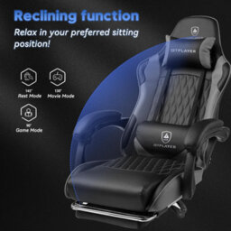 Gtplayer Gaming Chair, Ergonomic Computer Chair With Footrest, Height Adjustable Gaming Chair 360 Swivel Office, Grey - thumbnail 6