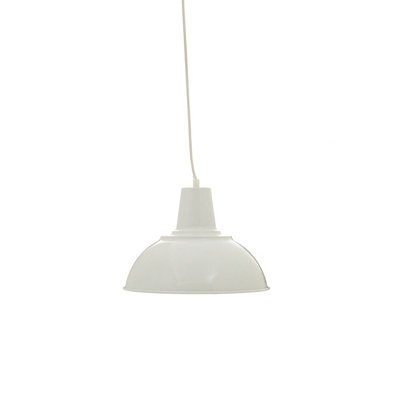 Orsina White Metal Pendant Light With Rippled Shade, Dual Ridge Hanging Lamp, Lighting Pendant With Ceiling Mount - image 1