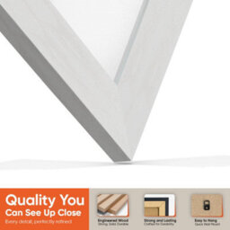 "AK Frames 25X17"" White Ash Modern Vinyl Record Frame With White Mount For 12 Inch Lp Cover & Disc - Overlapped Design" - thumbnail 3