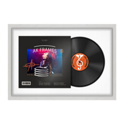 "AK Frames 25X17"" White Ash Modern Vinyl Record Frame With White Mount For 12 Inch Lp Cover & Disc - Overlapped Design" - thumbnail 1