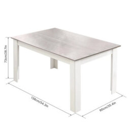Solid Dining Table And Chairs Set W/ 6 Pu Faux Leather Seat Kitchen Furniture - thumbnail 2
