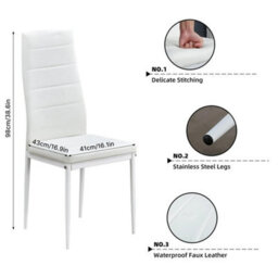 Solid Dining Table And Chairs Set W/ 6 Pu Faux Leather Seat Kitchen Furniture - thumbnail 3