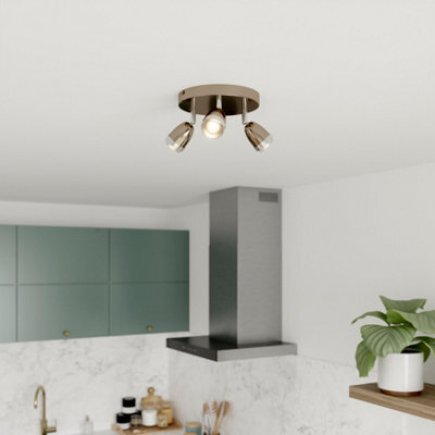 GoodHome Apheliotes Plate Gloss Gun Metal & Chrome 3 Light Spotlight - image 1