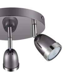 GoodHome Apheliotes Plate Gloss Gun Metal & Chrome 3 Light Spotlight - thumbnail 4