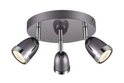 GoodHome Apheliotes Plate Gloss Gun Metal & Chrome 3 Light Spotlight - thumbnail 3