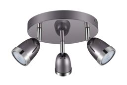 GoodHome Apheliotes Plate Gloss Gun Metal & Chrome 3 Light Spotlight - thumbnail 2