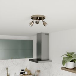 GoodHome Apheliotes Plate Gloss Gun Metal & Chrome 3 Light Spotlight - thumbnail 5