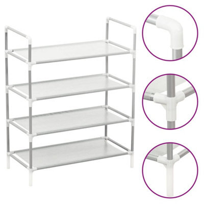 Walplus Shoe Rack With 4 Shelves Metal And Non-Woven Fabric Silver - image 1