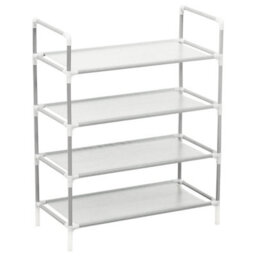 Walplus Shoe Rack With 4 Shelves Metal And Non-Woven Fabric Silver - thumbnail 2
