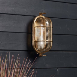 Portwest Westport Coastal Port Outdoor Flush Wall Light Brass - thumbnail 1