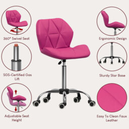 Lassic Vida Designs Geo Pink Office Swivel Chair Ukfr Pu Faux Leather - thumbnail 5