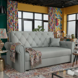 Viva Roma Iii Living Room Sofa Bed Polyurethane Foam Hr Foam Wave Spring Metal Legs Wooden Frame 168X85X98Cm Light Grey - thumbnail 2