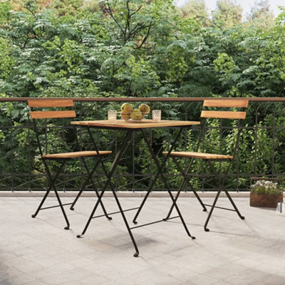Berkfield 3 Piece Folding Bistro Set Solid Wood Teak And Steel - image 1