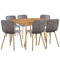 Hallowood Furniture Aston Butterfly Extending Table With 6 Taupe Faux Leather Chairs With Wooden Effect Legs - thumbnail 8