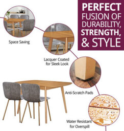 Hallowood Furniture Aston Butterfly Extending Table With 6 Taupe Faux Leather Chairs With Wooden Effect Legs - thumbnail 2