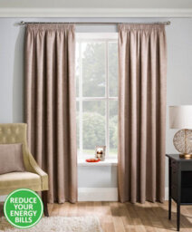 Enhanced Living Matrix Latte Natural 66 X 90 Inch (168X229Cm) Tape Top Thermal Noise Reducing Dim Out Curtains (Pair)