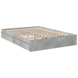 Berkfield Bed Frame With Drawers Without Mattress Concrete Grey 150X200 Cm King Size - thumbnail 6